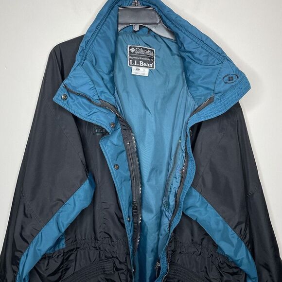 LL BEAN x COLUMBIA Womens Black Green Full-Zip Nylon Jacket Vintage VTG Large L - Picture 5 of 11